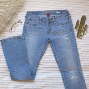 Arizona Jean Co paint splattered, boot cut jeans - Size 5.